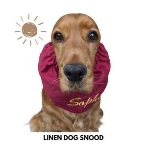 Embroidered linen dog snood - Made of pre-washed linen, Protects your dog long ears from grass seeds and dirt preventing ear otitis