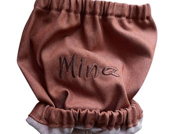 Personalized Dog Snood in Denim Stretch - Protects your dog long ears from dirt and grass seeds preventing otitis and other ear infections