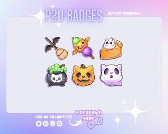かわいい子猫のハロウィンTwitchバッジ：不気味な猫のサブバッジ（デジタルダウンロード）