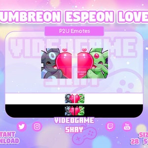 Shiny Umbreon & Espeon Love Emotes - Twitch/Discord (Digital Download)