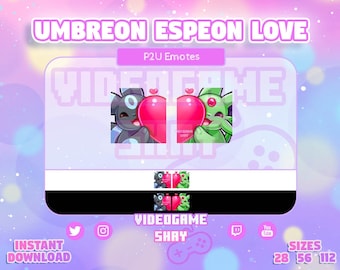 Emoticones de amor de Umbreon y Espeon shiny - Twitch/Discord (Descarga digital)