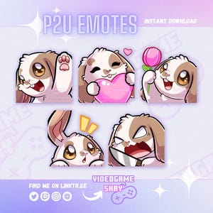 Cute Bunny Emotes for Twitch/Discord | Gaming | Streaming | Discord Stickers | Stream Emotes