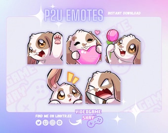 Cute Bunny Emotes for Twitch/Discord | Gaming | Streaming | Discord Stickers | Stream Emotes