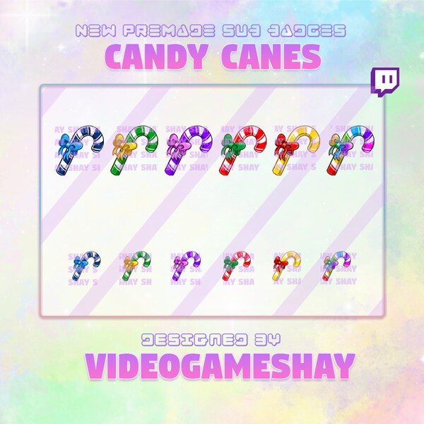 Kawaii Candy Cane Christmas Sub Badges for Twitch!