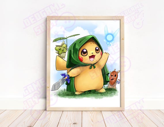ゼルダ x ピカチュウ ポスター - ポケモン アート プリント