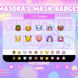 Twitch/YouTube/Discord用ゼルダ ムジュラの仮面サブバッジ | ビットバッジ | Twitchサブバッジ | ストリーム | Discordロール