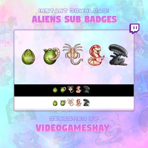 Aliens Xenomorph Chestburster Facehugger Horror Sci-FI Twitch Sub Badges