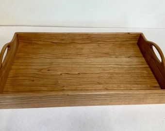 Handmade serving tray of solid cherry