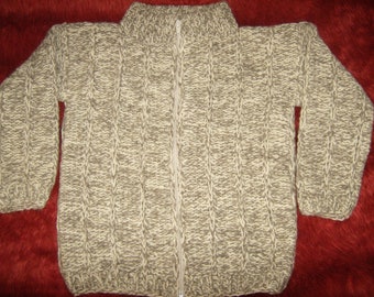 Wool cardigan , hand-knit