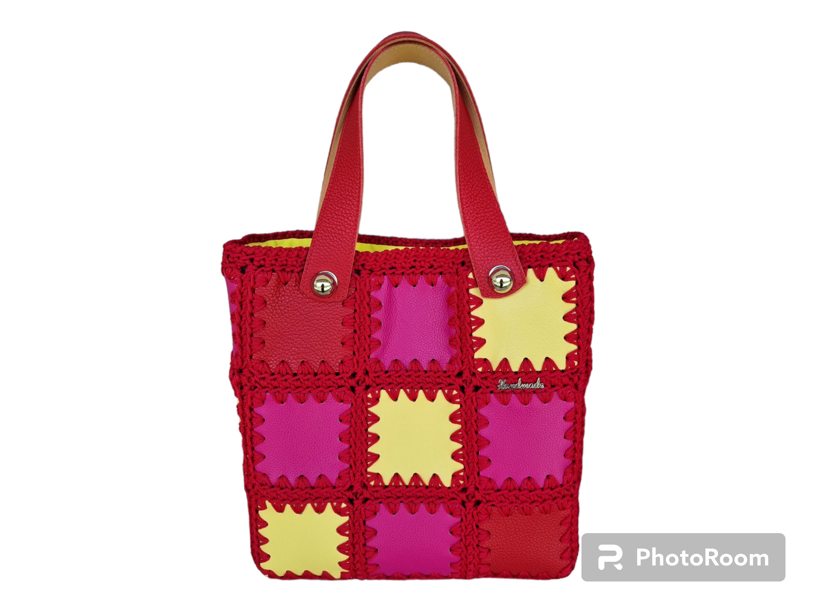 Handmade Genuine Leather Patchwork Bag | Colorful Artisan Tote Bag 