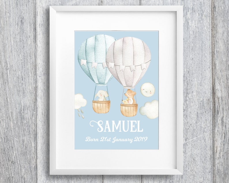 New Baby Boy Nursery Keepsake Christening Gift A4 Personalised Name Print