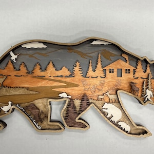 Digitale Datei - 6 Layer Bear Scene Cut File für Glowforge - SVG - AI - PDF