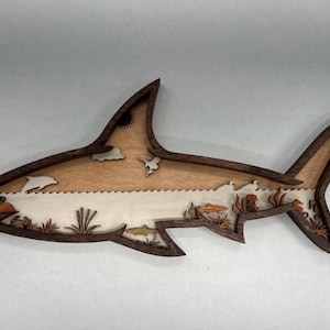 Digital File - 5 Layer Shark Ocean Scene Cut File for Glowforge - SVG - AI - PDF