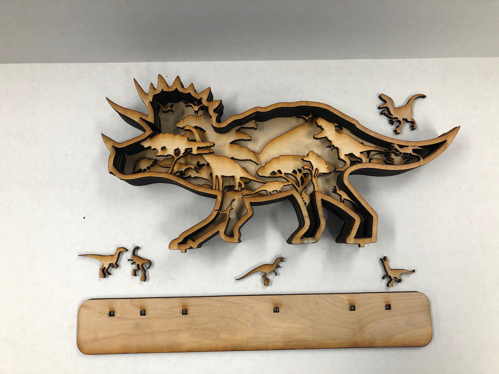 Natural or HandPainted Standing 3D Laser Cut Wooden Dinosaur Etsy