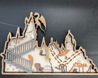 Digital File - 6 Layer Wizard Castle Scene Cut File for Glowforge - SVG - AI - PDF