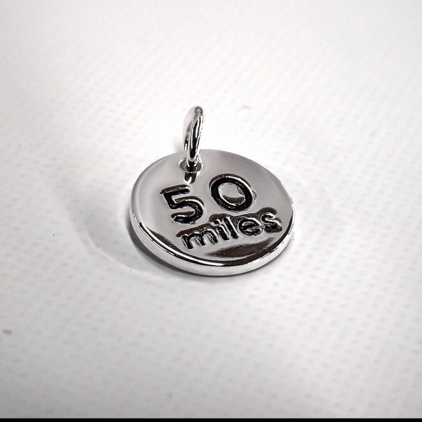 50 miles charm (silver plated)