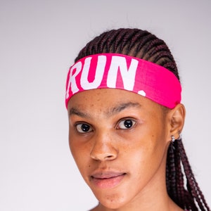Run - Pink Headband, Custom headband, Head bands, yoga headband, headband gifts