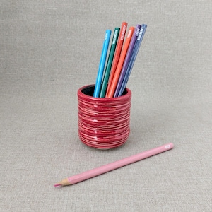 Handmade Ceramic Pen Pot, Pencil Holder for Desk