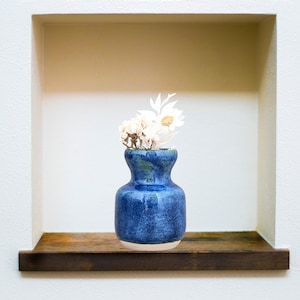 Handmade Blue Ceramic Bud Vase, Mini Decorative Vase