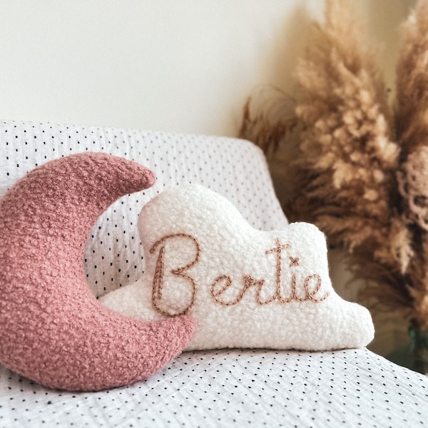 Boucle Cloud Name Cushion Pillow White