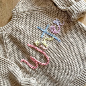 Personalised Name Hand Embroidered Toddler Kids Cardigan image 6