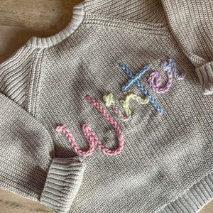 Personalised Name Hand Embroidered Toddler Kids Cardigan image 5