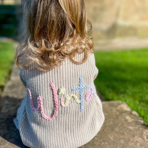 Personalised Name Hand Embroidered Toddler Kids Cardigan image 4