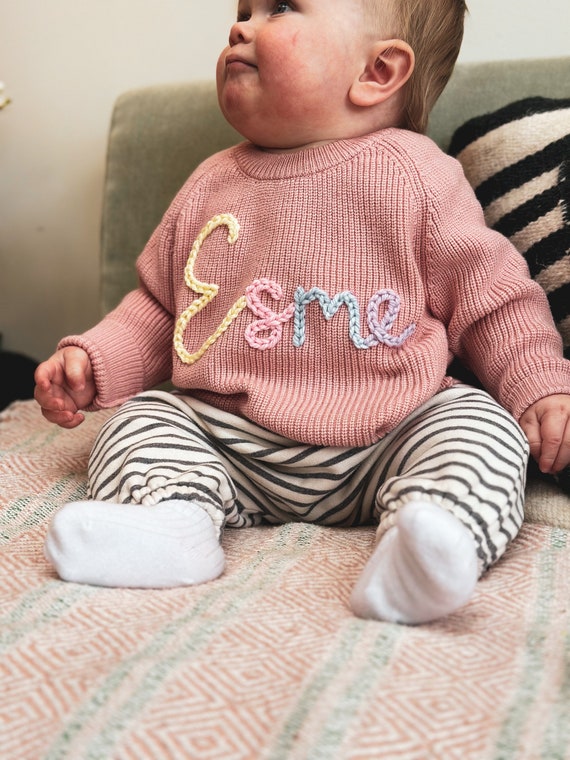 Pull rose personnalise pour nouveau ne pour bebe brode a la main Etsy France