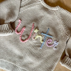 Personalised Name Hand Embroidered Toddler Kids Cardigan image 7