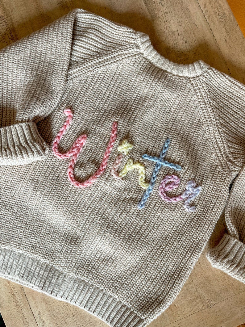 Personalised Name Hand Embroidered Toddler Kids Cardigan image 7