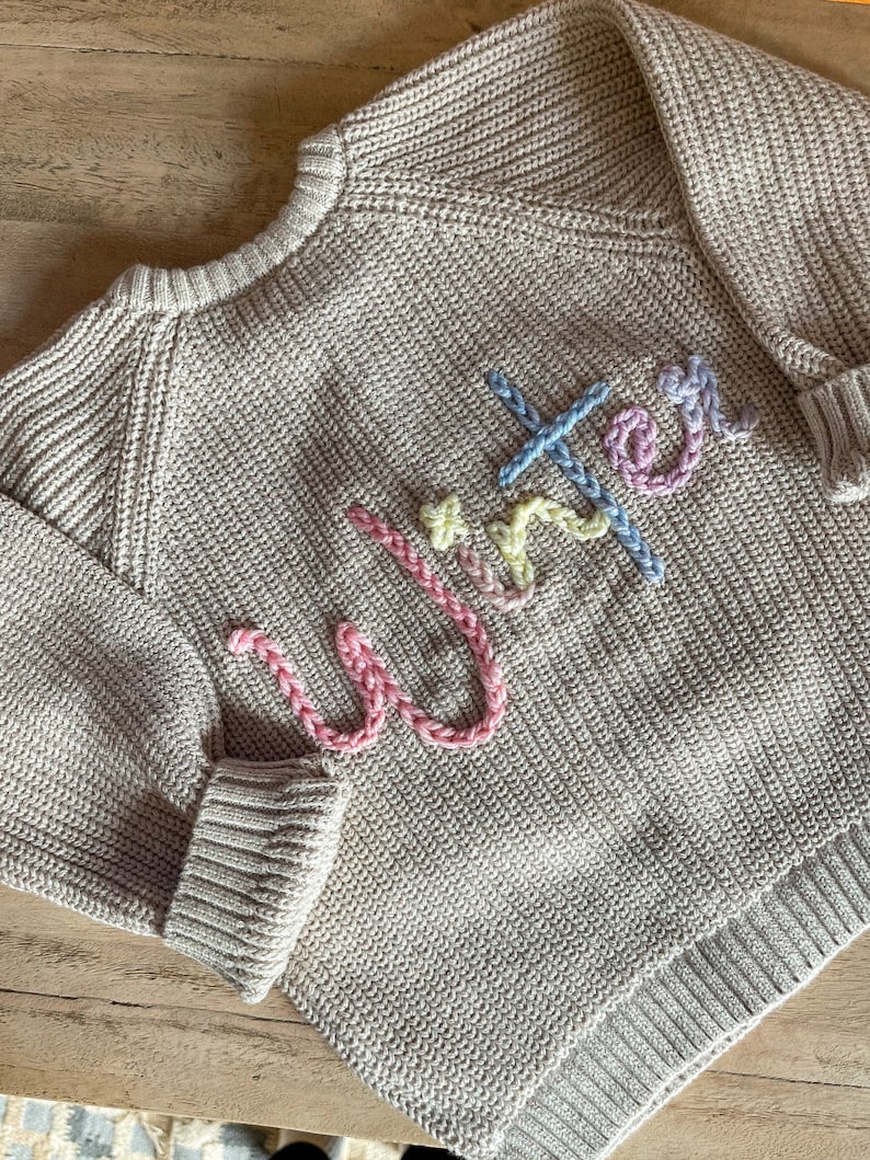 Personalised Name Hand Embroidered Toddler Kids Cardigan image 5