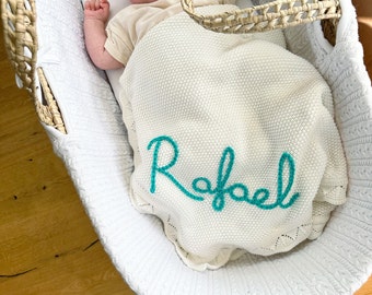 Couverture respirante pour nouveau-né avec prénom brodé à la main