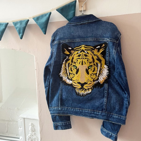 Large Tiger Patch Kids Unisex Denim Jacket