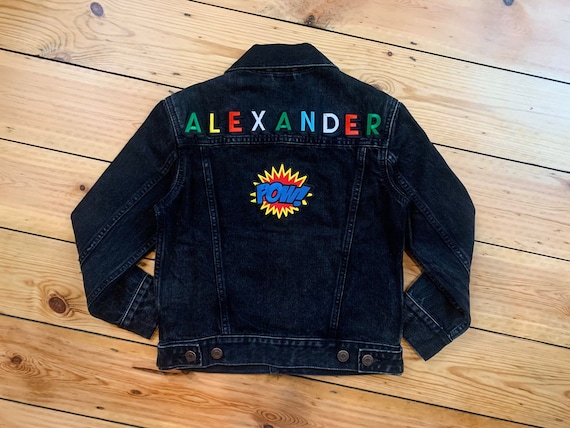 Kids Unisex Personalised Name Patch Rainbow Black Denim Jacket Plus Extra Patch Toddler Baby Etsy UK