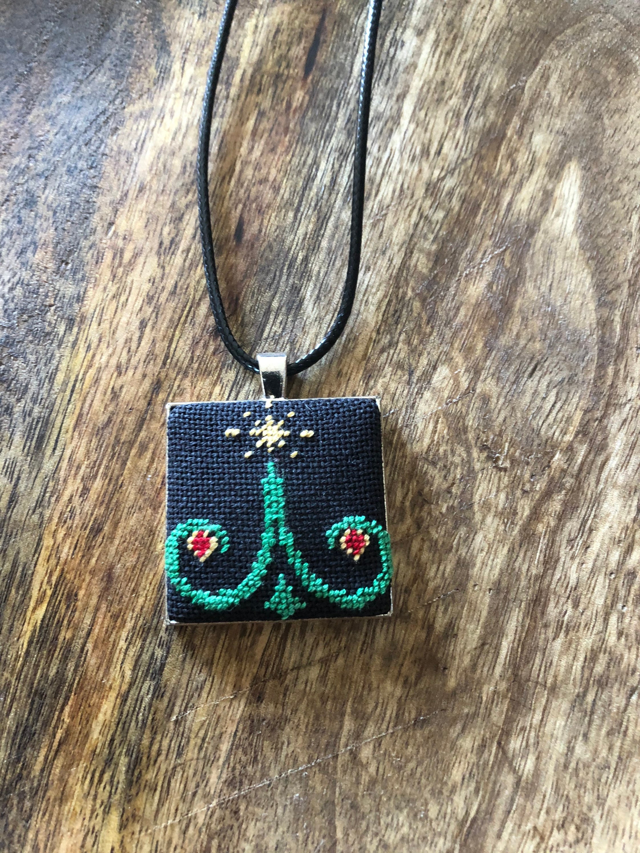 Unique handmade embroidery jewel with christmas tree perfect  etsy