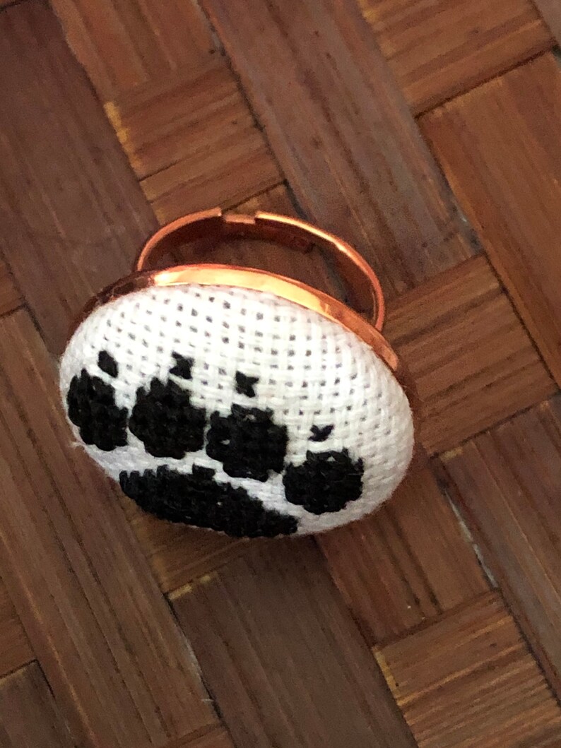 comes with a silver box and a free shipping worldwide Unique handmade embroidery ring for puppy and kitty lovers perfect for present