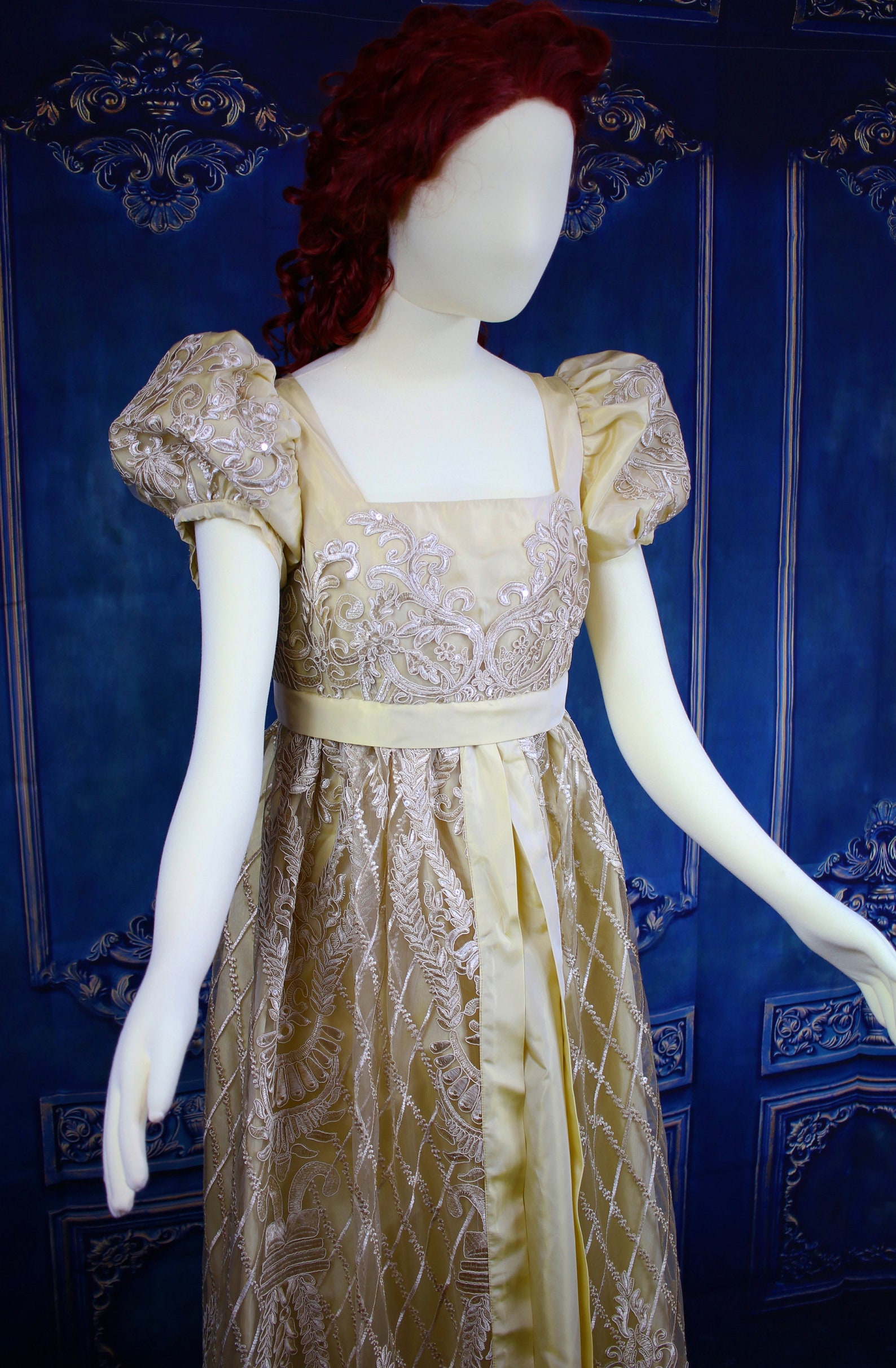 Regency Gold Court Gown Bridgerton Lace | Etsy