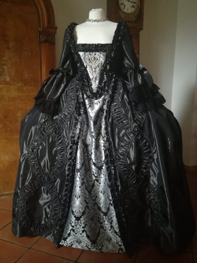 Black Gothic Robe A La Francaise Rococo Baroque Marie | Etsy