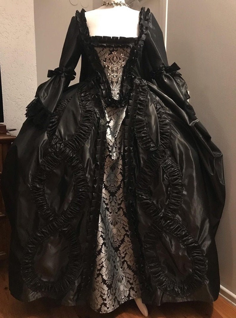 Black Gothic Robe A La Francaise Rococo Baroque Marie | Etsy