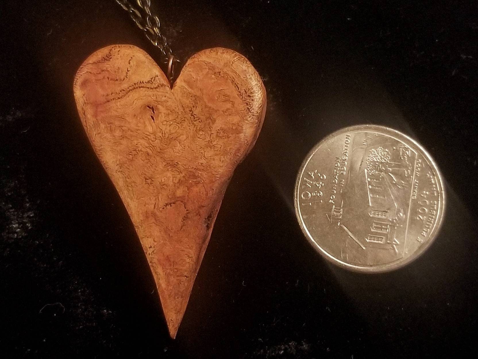 Handmade burl wood heart necklace the perfect Valentine's Etsy