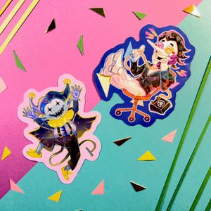 REVOLVING SHOT | Jevil and Spamton 3.5 inch Stickers