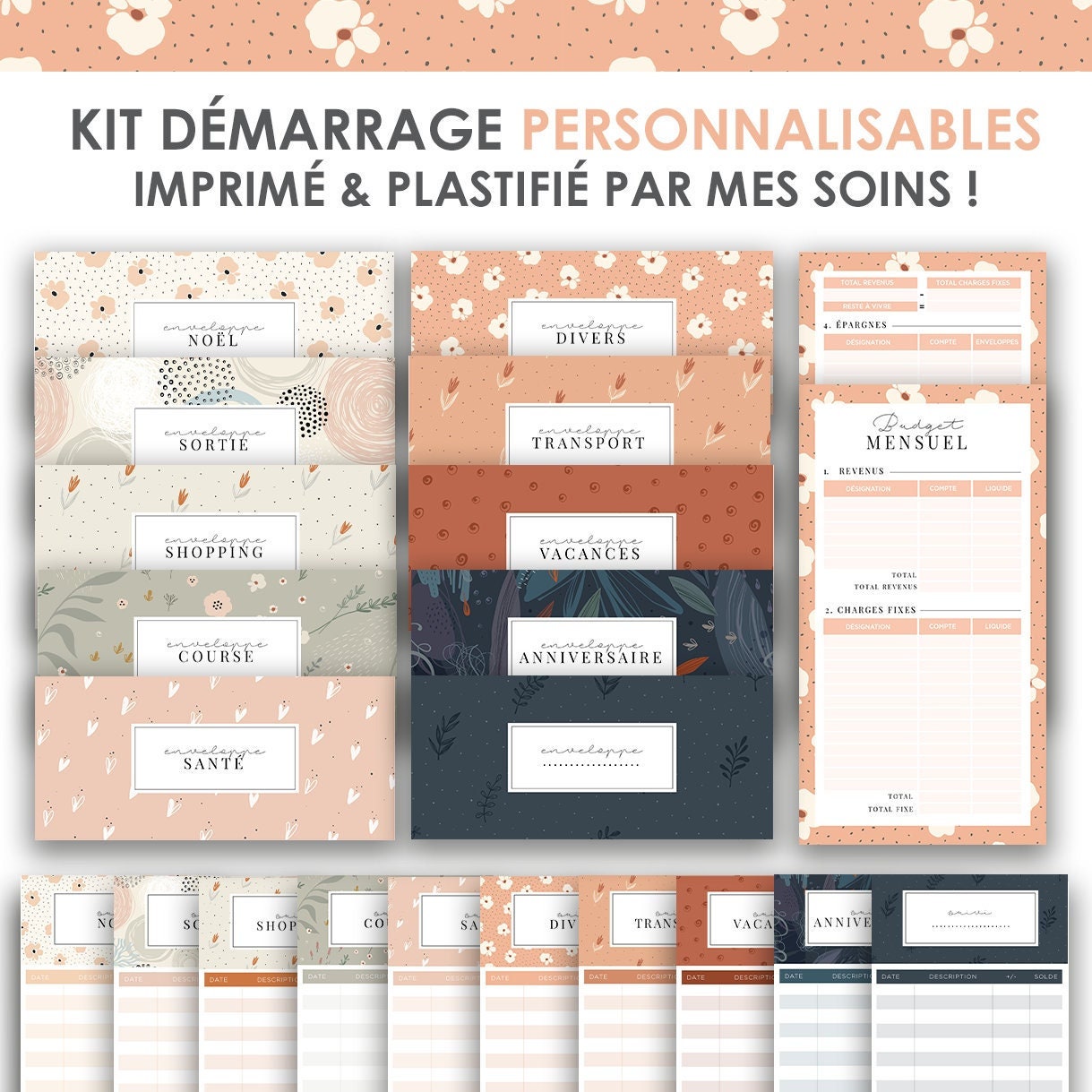 74 pièces budget Classeur Kit , Y Compris Zippé Enveloppes , En