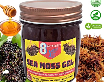 Elderberry Sea moss Gel, BUY 2 get One 8 oz FREE , Elderberry seamoss gel, Elderberry flavored sea moss gel, wildcrafted sea moss gel