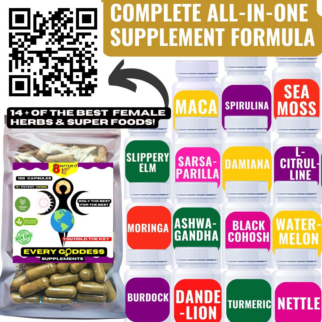 EVERY GODDESS Capsules, Slippery Elm, Female Vegan Capsules, Maca