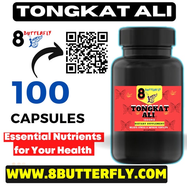 TONGKAT ALI Capsules, 1600mg or 600mg  longjack supplements, Eurycoma longifolia vegan capsules, tongkat ali powder, akar ali capsules