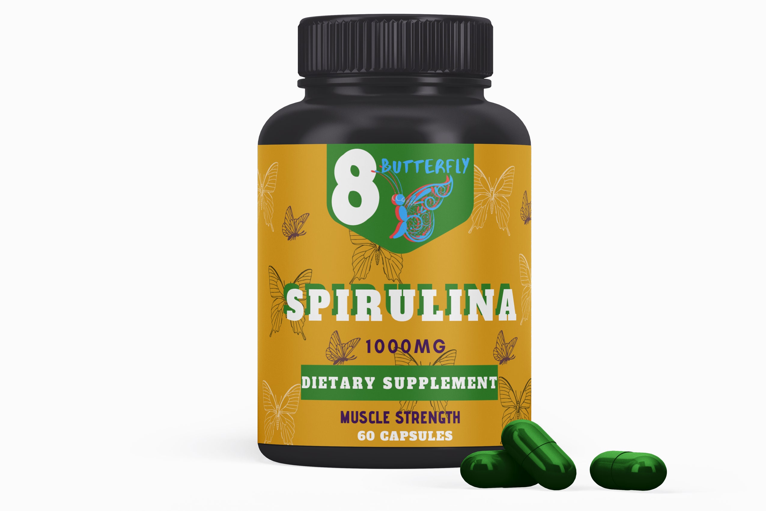 SPIRULINA CAPSULES Vegan 1000mg Organic GREEN Spirulina Pill Etsy