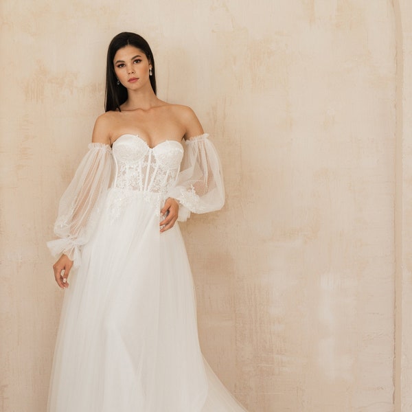 Boho Corset Wedding Dress - Etsy