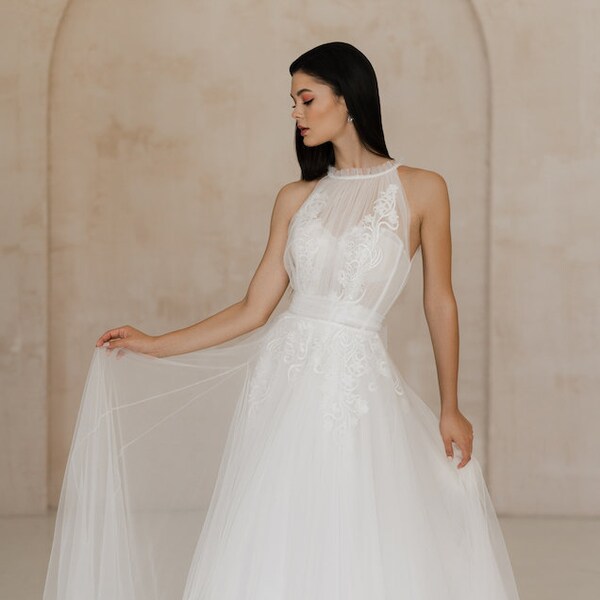 Lace Halter Wedding Dress - Etsy
