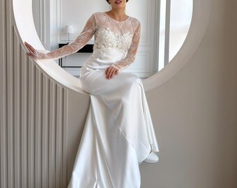 champagne wedding dress long sleeve Dreamyannie Women Champagne Wedding Dress Ball Gown Square Neck Long  Sleeves Bridal Dress  Dreamyannie UK