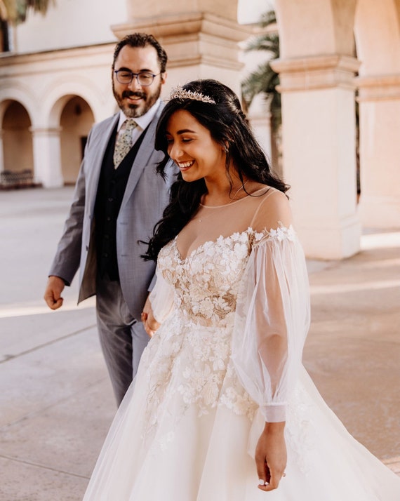 floral lace wedding dress